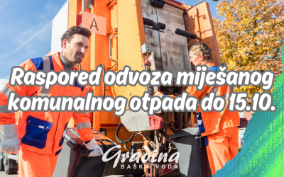 Raspored odvoza miješanog komunalnog otpada do 15.10.